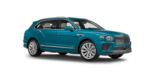 Bentley Bangkok Bentley Bentayga EWB Azure front side angled view in Topaz blue coloured exterior. 